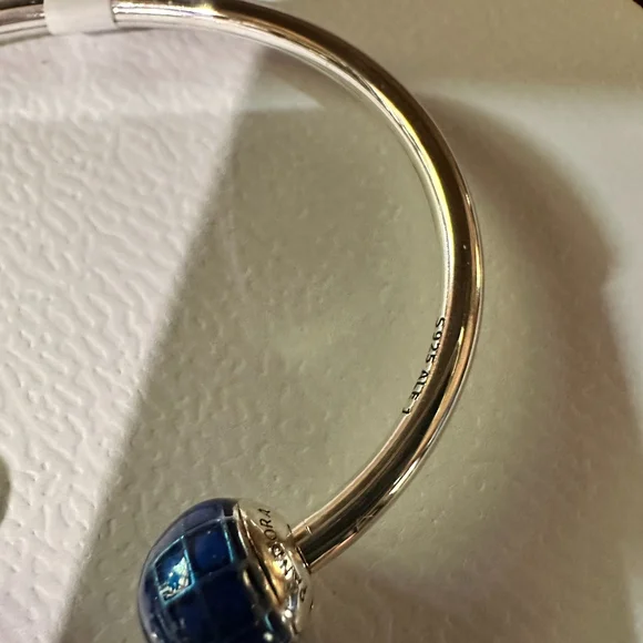 Authentic Pandora Silver Classic "You Mean The World To Me"Open Bangle, SZ17.5CM - Picture 6 of 9